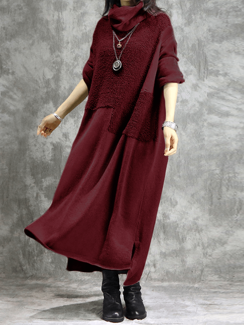 Women Casual Solid Color Long Sleeve Maxi Dress - MRSLM