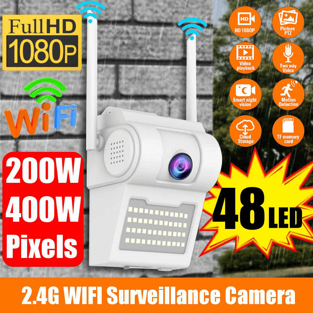 Xiaovv OU-D2 Dual Antenna HD 1080P 48 LED Lamp Waterproof IP Camera with AP Hotspot Home Baby Monitor Garden Security Courtyard Monitoring Device