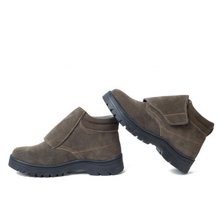 Men Cowhide Suede Non Slip Soft Sole Toe Protected Casual Safety Working Boots