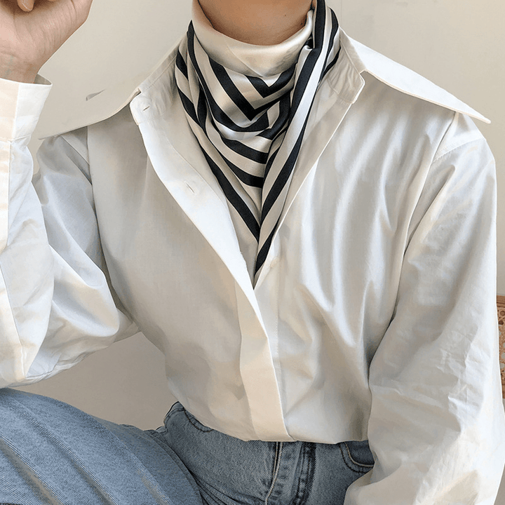 Fashion Simple Striped Silk Lady Scarf Shawl