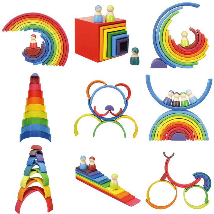 6/12PCS Colorful Wooden Baby Building Blocks Children Toy Kids Gifts Improve CreativityÔºÜThinking Ability