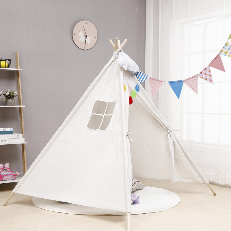 Indian Portable Children Tents Cotton Canvas Baby Game Beach Teepees Kids Play House Triangle Room Decoration