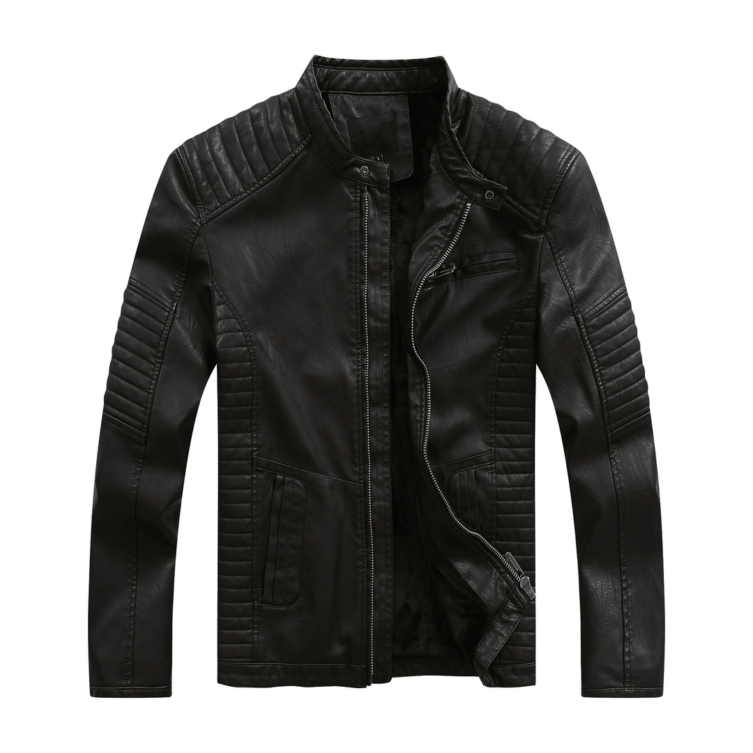 3New Style Washed Men'S Pu Leather Jacket