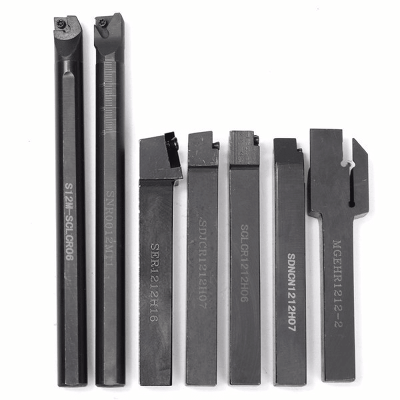 7Pcs 12Mm Shank Lathe Turning Tool Holder Boring Bar with 7Pcs Carbide Insert and Wrench