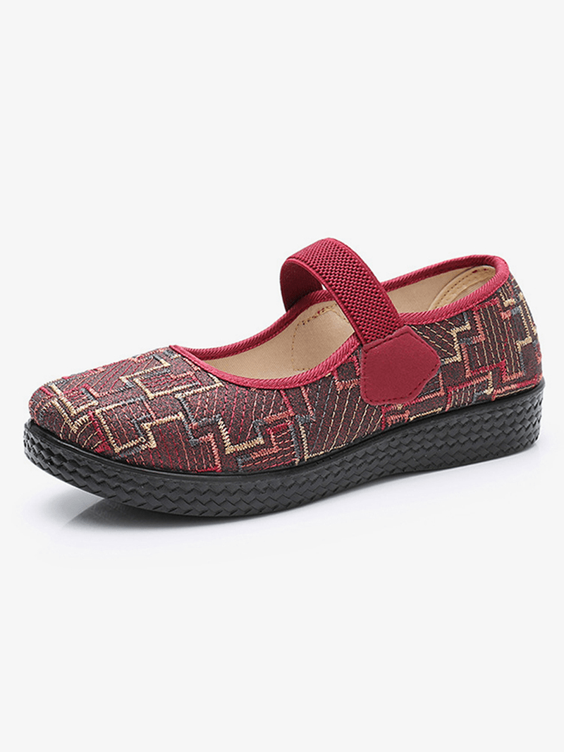 Women Old Peking Cloth Elastic Slip on Resistant Loafers - MRSLM