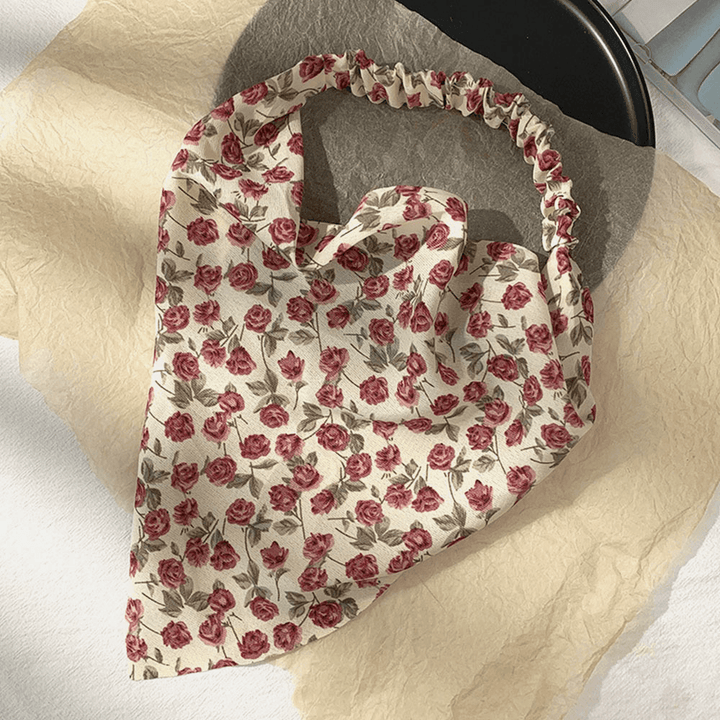 Women Chiffon Floral Pattern Elastic Square Scarf Fashion Triangle Scarf Headband Headscarf Headwear - MRSLM