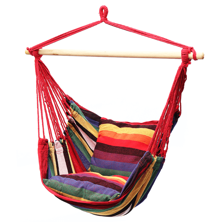 Hanging Hammock Chair Swing Bed Outdoor Indoor Camping Garden Home & 2 Pillows