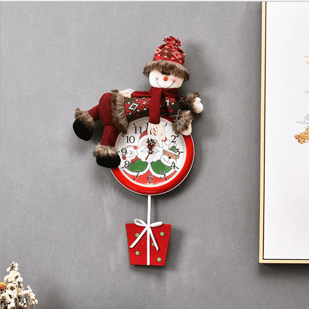 2020 Christmas Wall Hanging Clock New Fashion Battery Powered Needle Clocks Xmas for Home Party Pendant Decor