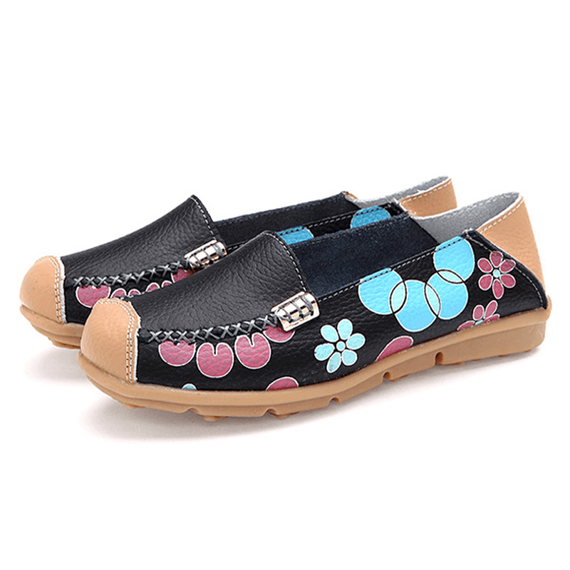 Women Flats Shoes Comfortable Breathable Slip on Flower Floral Flat Loafers Shoes