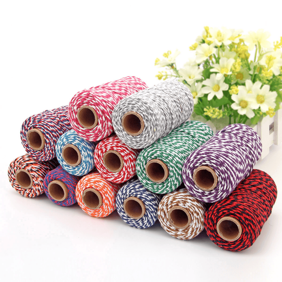 2Mm 100M Two-Tone Cotton Rope DIY Handcraft Materials Cotton Twisted Rope Gift Decor Rope Brush