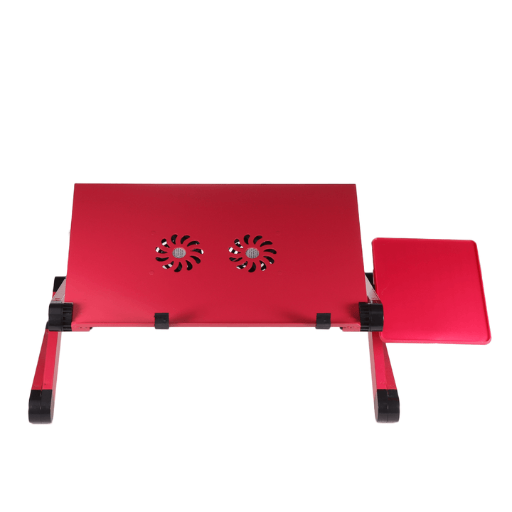 Adjustable Laptop Table Stand Portable Folding Notebook Desk Stand 2 Fans with Mouse for Bed Sofa Home - MRSLM