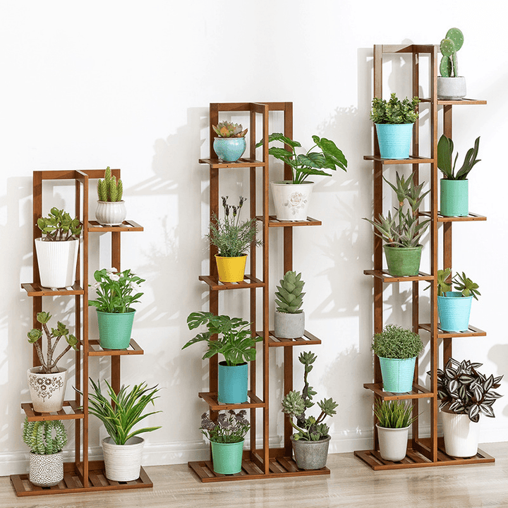 5/6/7-Tier Wooden Plant Stand Flower Pot Shelf Indoor Storage Display Rack