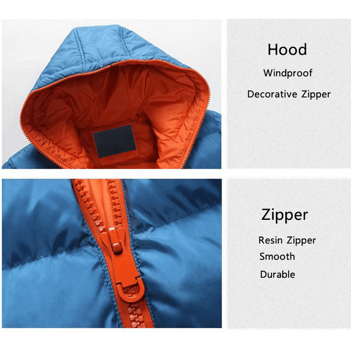 Mens Winter Thermal Contrast Color Outdoor Warm Hooded Padded Jacket