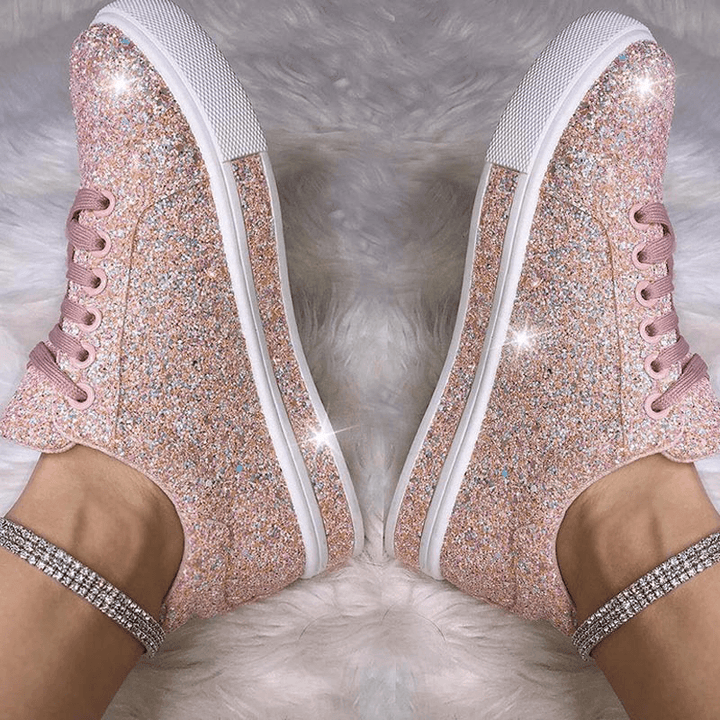 Women Sequined Low Top Breathable Wearable Casual Flats