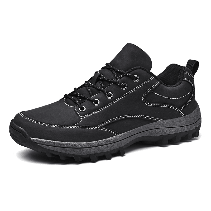 Men Microfiber Leather Non Slip Soft Sole Outdoor Hiking Shoes