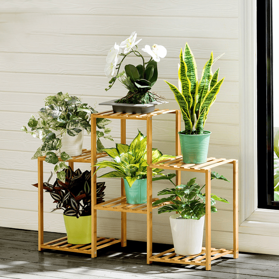 Multi-Layer Plant Shelve Floor-Standing Potted Plant Rack Thicken Batten Breathable Material for Garden Sets