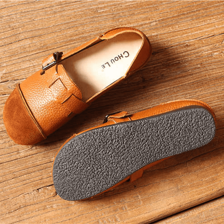 Women Casual Slip on Soft Leather Shoes Outdoor Low Top Flat Loafers