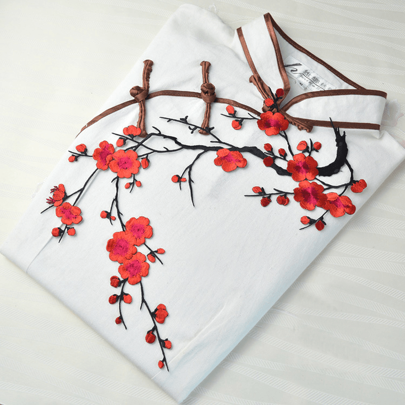 Plum Blossom Flower Applique Clothing Embroidery Patch Fabric Sticker Iron on Patch Sewing Repair