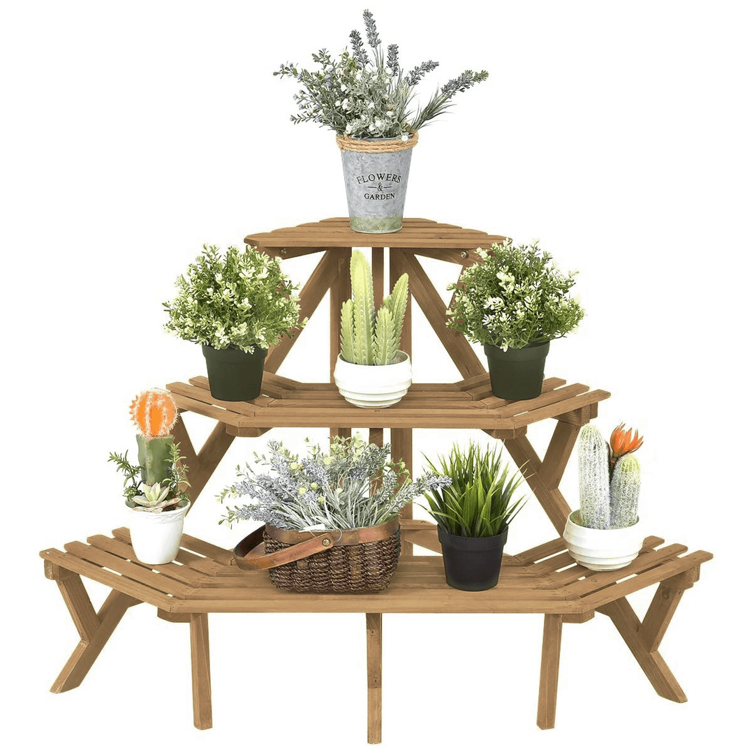 3/4 Tiers Wood Corner Flower Rack Plant Stand Shelves Display Shelf Pot Holder