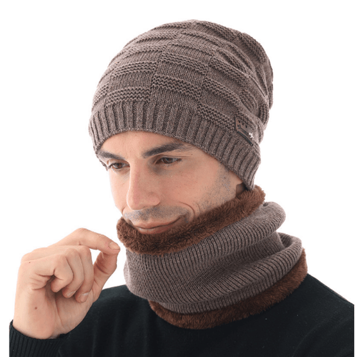 Wool Knitted Hat and Scarf Suit Men