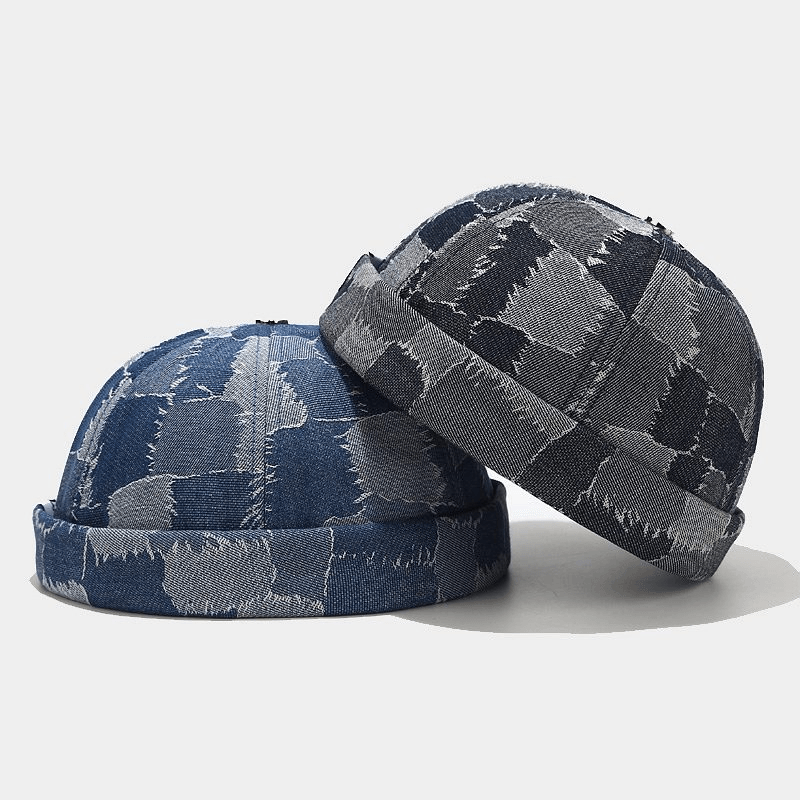 Contrast Plaid Denim Landlord Hat