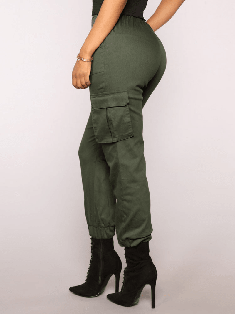 Solid Color High Elastic Waist Casual Harem Pants