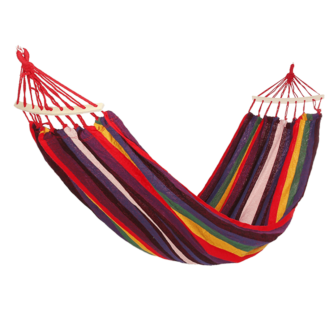 Portable Canvas Hammock Travel Outdoor Wooden Swing Chair Camping Hanging Bed