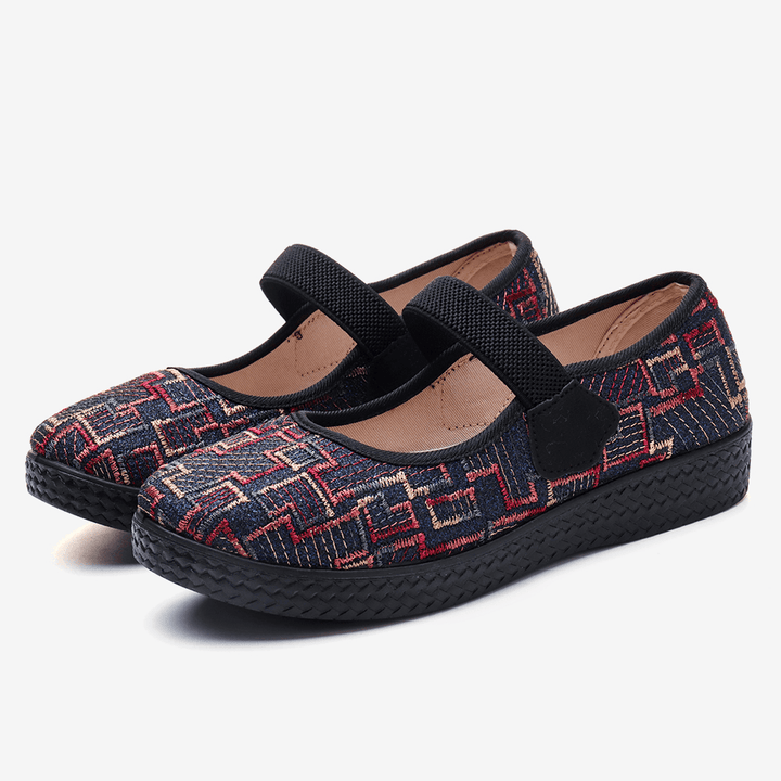 Women Old Peking Cloth Elastic Slip on Resistant Loafers