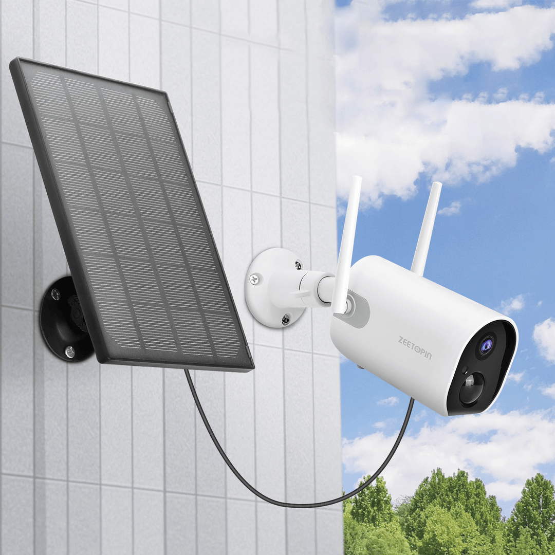 Zeetopin ZS-GX6S 1080P Wireless Outdoor Security Camera Wifi Solar Rechargeable Battery Powered IP Surveillance Home Cameras 4Dbi Antenna Human Motion Detecting Night Vision 2-Way Audio IP65 Waterproof Cloud/Sd Storage