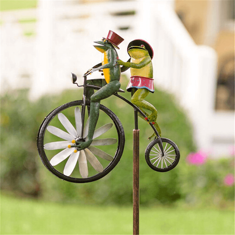 Animal Motorcycle Garden Pile Metal Crafts Wrought Iron Courtyard Garden Decoration Windmill