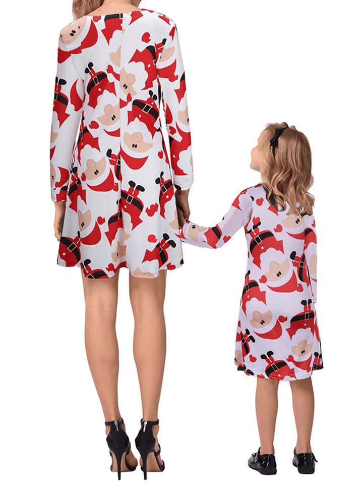 Women Christmas Snowman Print Parent-Child Dress