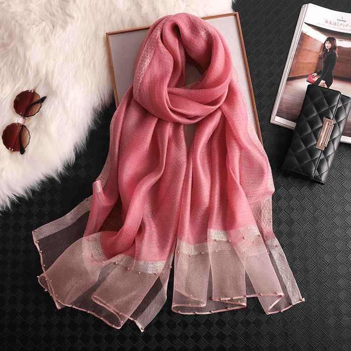 Fashion Big Red Silk Scarf Women'S Thin Scarf All-Match