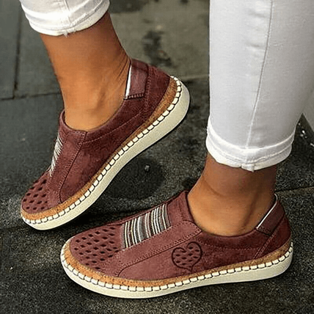 Women Casual Hollow Out Breathable Slip on Flats