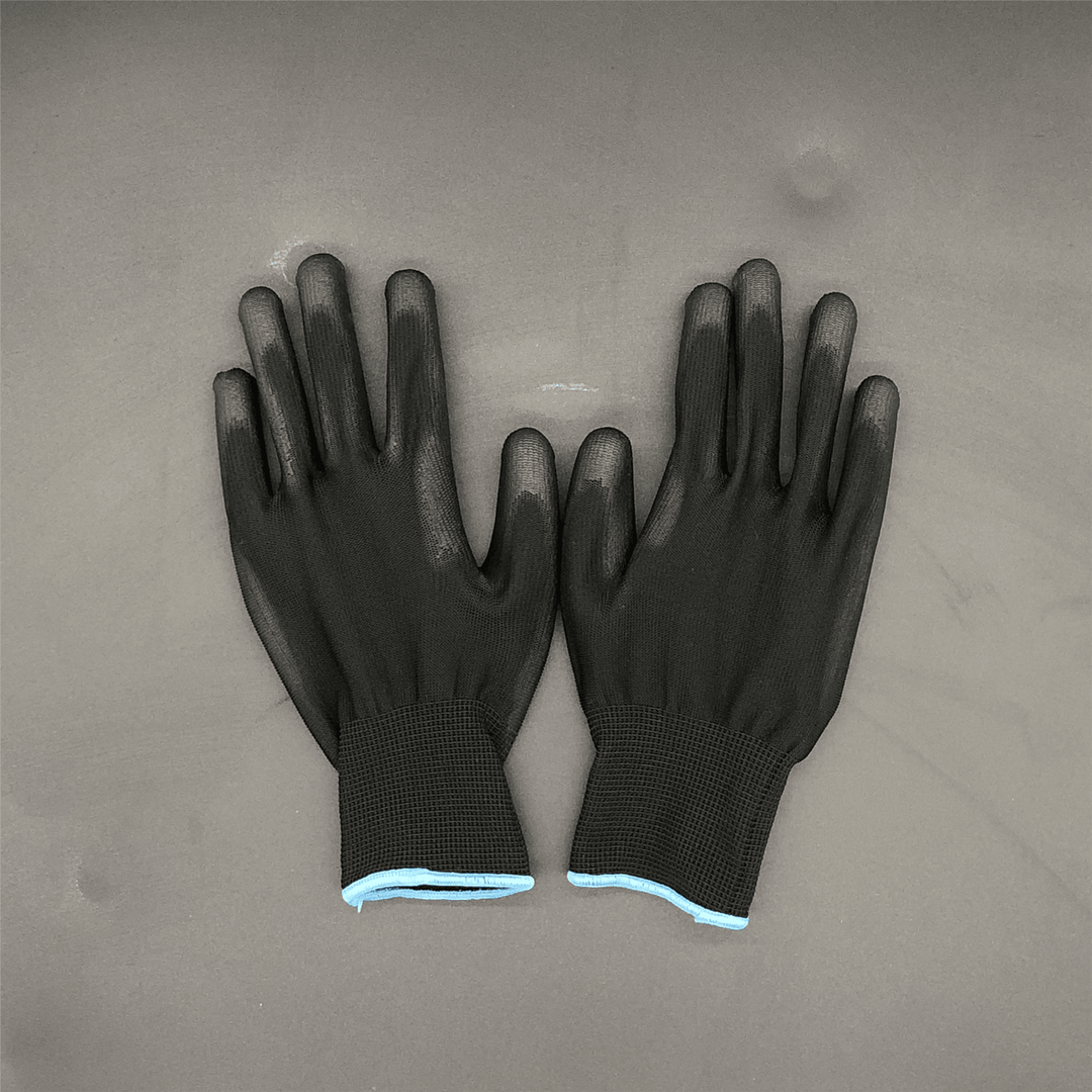 Polyester Pu Coated Palm Black Anti-Static Gloves