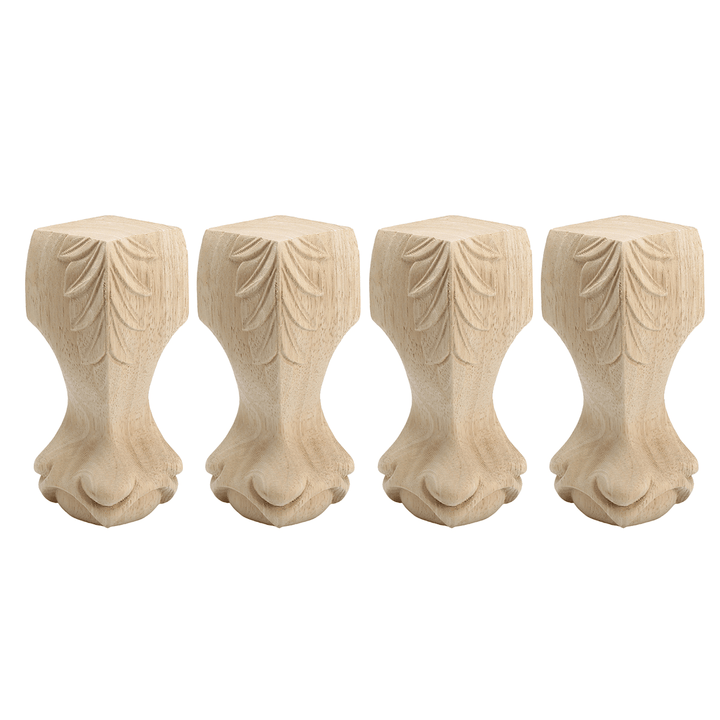 4Pcs European Style Solid Wood Carved Furniture Bracket Foot Legs Cabinet