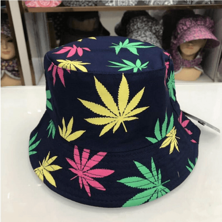 Hemp Leaf Fisherman Hat Cotton Maple Leaf Basin Hat Men and Women Fashion Fishing Hat Summer Outdoor Shade Sun Sat