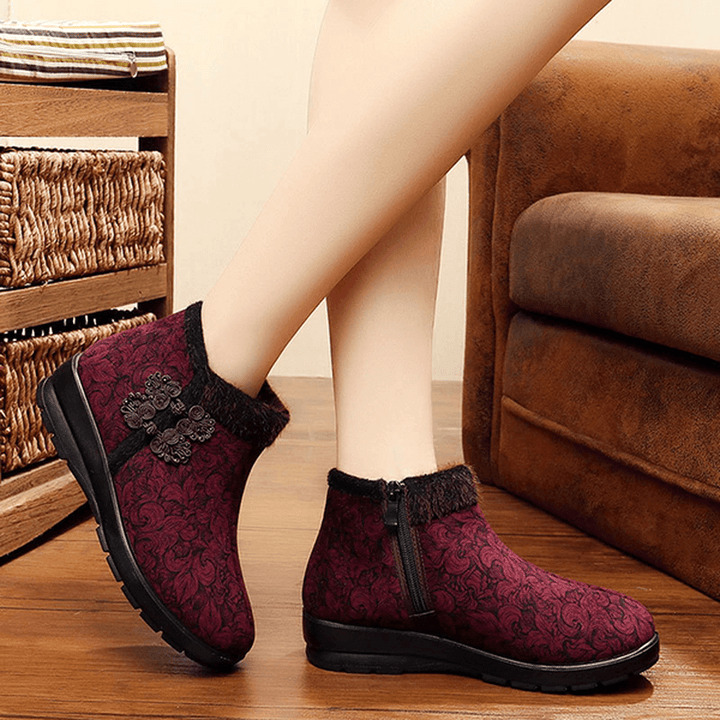 Winter Women Cotton Boots High Top Zipper Keep Warm Ankle Boots