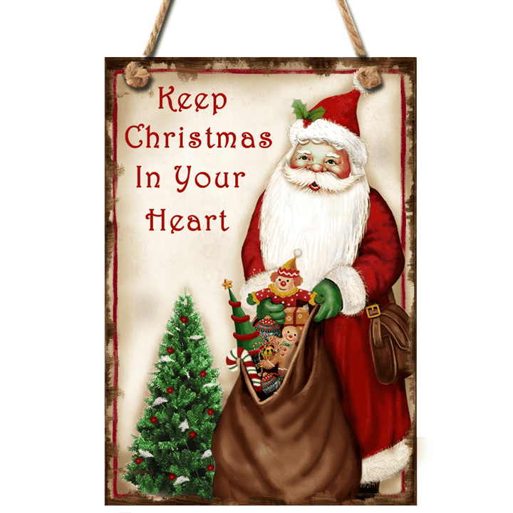 Christmas Door Hanging Painting Board Sata Claus Snowman Merry Christmas DIY House Wall Decor Party Supplies - MRSLM