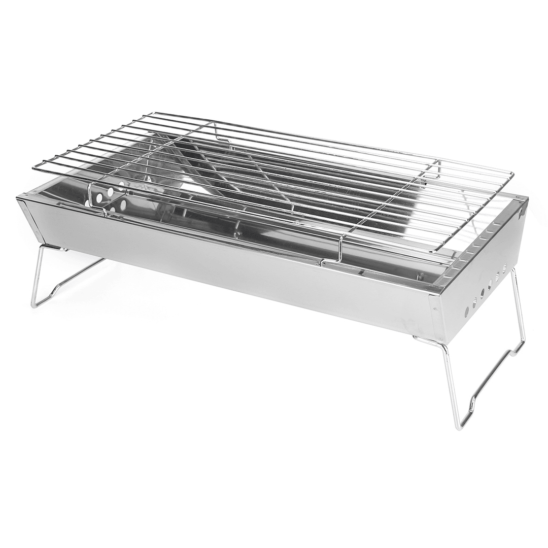 45X24X7.5Cm Stainless Steel Grill Outdoor Stainless Barbecue Portable Camping Barbecue Grill Multifunction Wood Stove