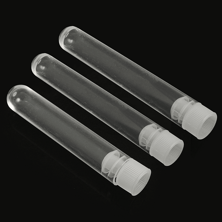 10Pcs Plastic Clear Laboratory Test Tubes Vial Sample Containers with Lid Caps