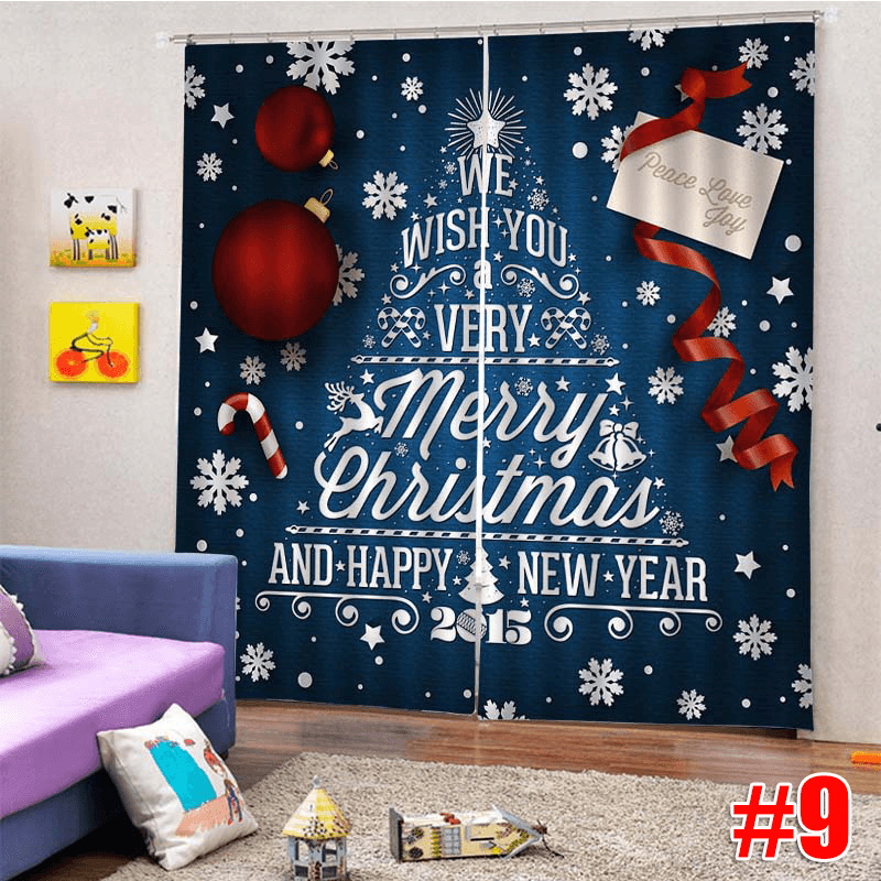 2PCS 3D Print Window Curtain Drapery Door Screen Panel for Christmas Decoration - MRSLM