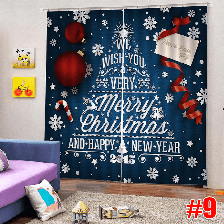 2PCS 3D Print Window Curtain Drapery Door Screen Panel for Christmas Decoration - MRSLM