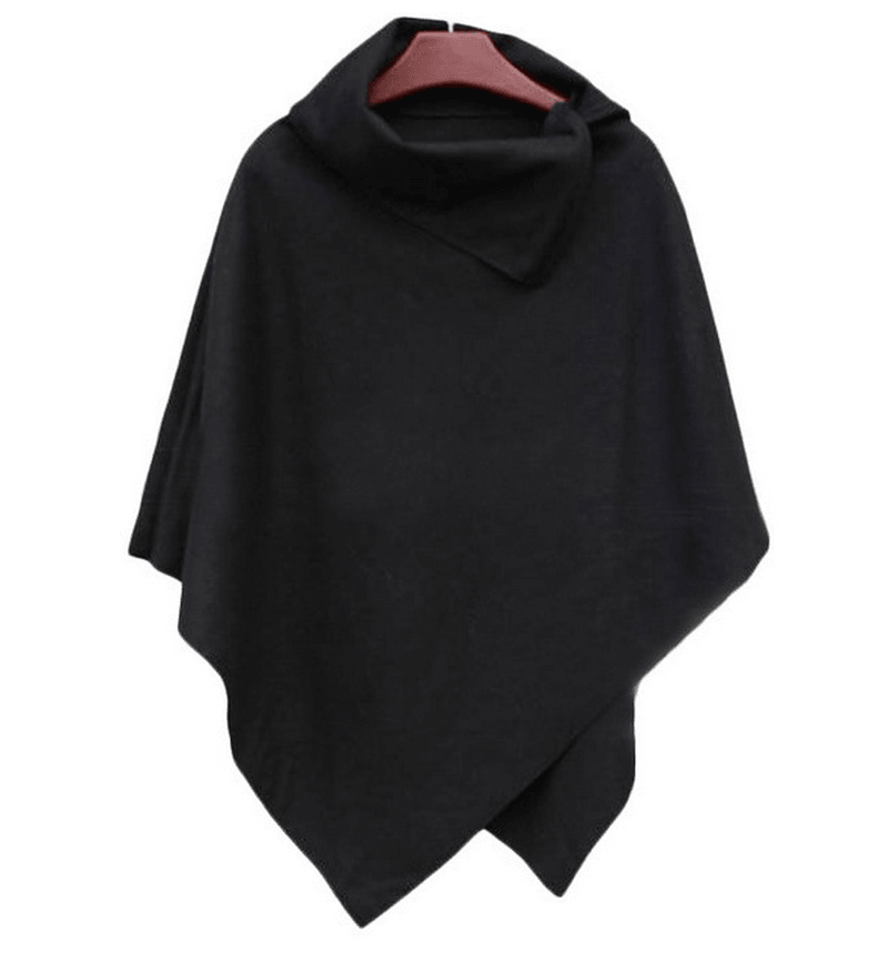 Fashion Collar Loose Irregular Hem Cape Coat Shawl