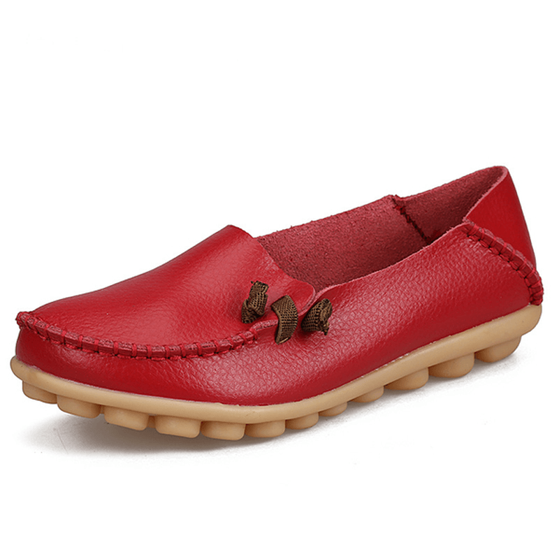 Large Size Soft Leather Multi-Way Flat Loafers for Women