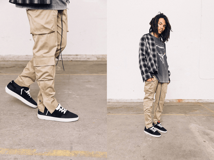 Loose Drawstring Hem-Breasted Multi-Pocket Cargo Casual Pants