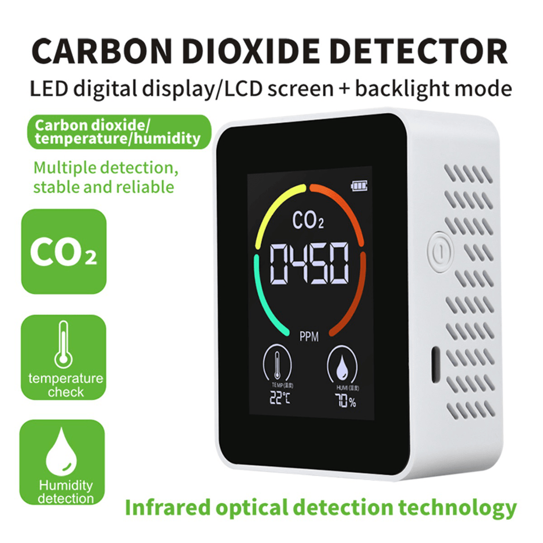 3 in 1 CO2 Air Monitor Carbon Dioxide Sensor Detector LCD Digital Display 5000PPM Temperature and Humidity Sensor Tester