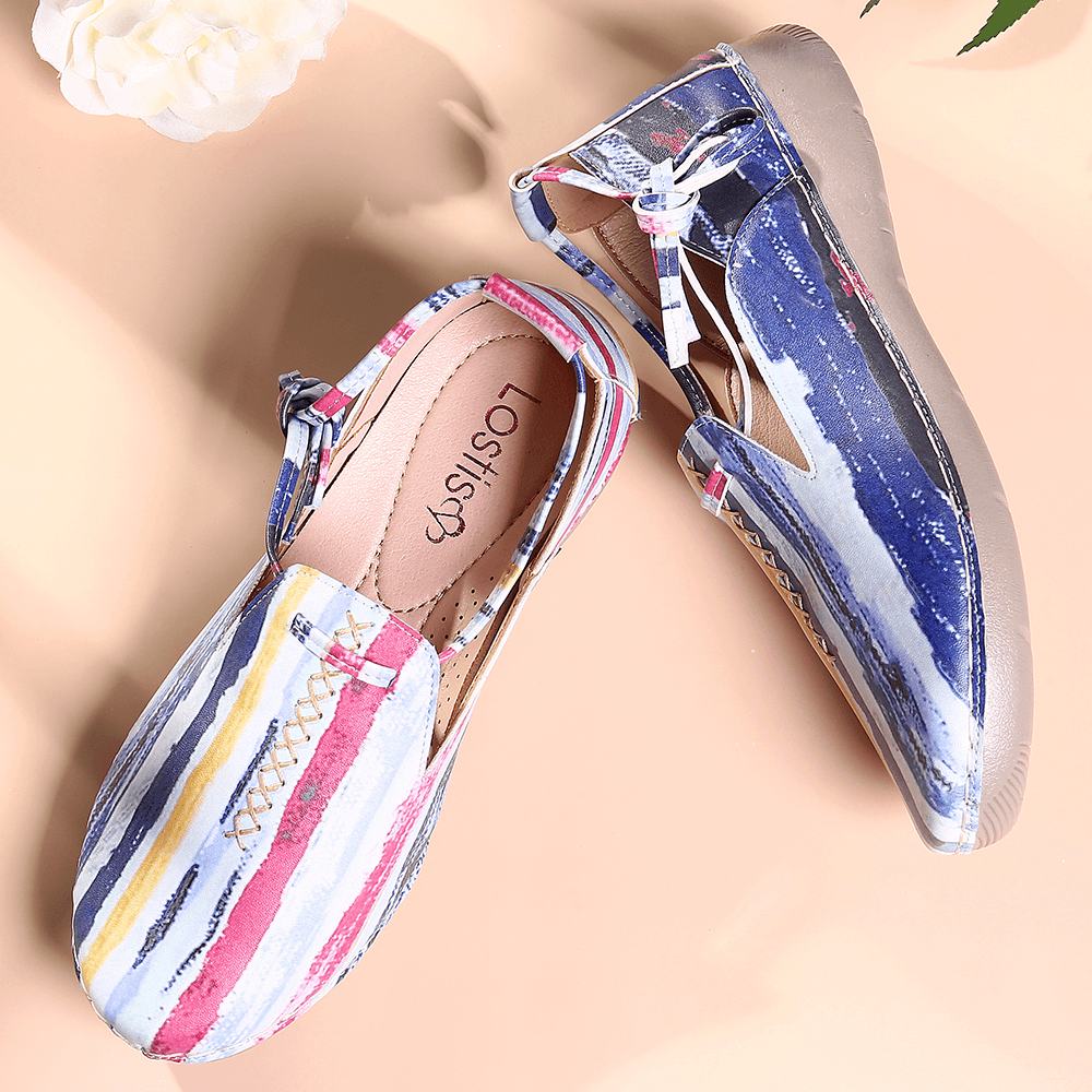 Lostisy Lace up Multicolor Comfy Soft Walking Casual Loafers