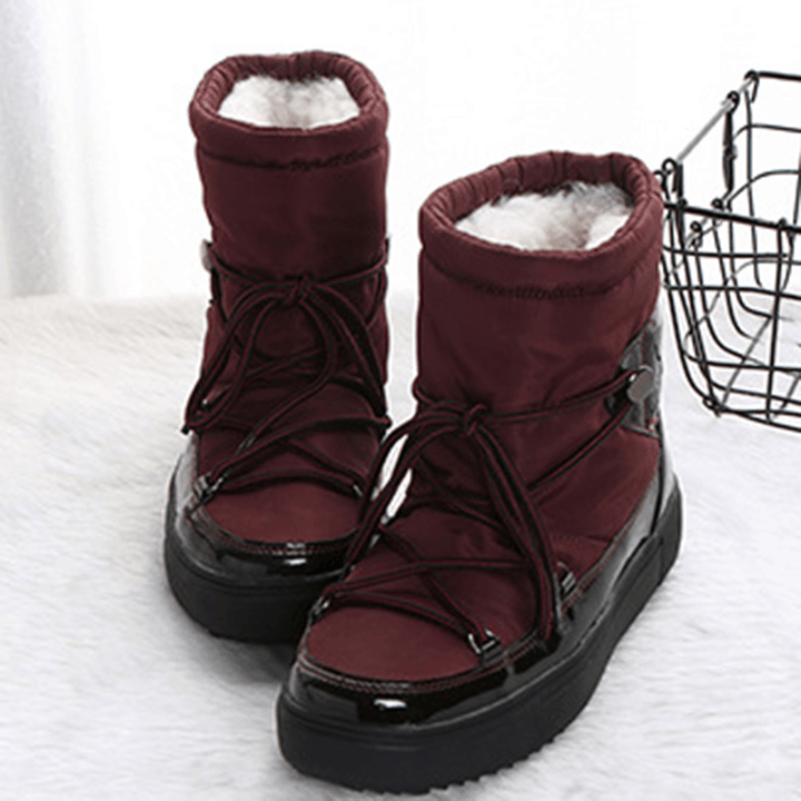 Warm Lining Waterproof Lace up Thick Sole Snow Boots for Women