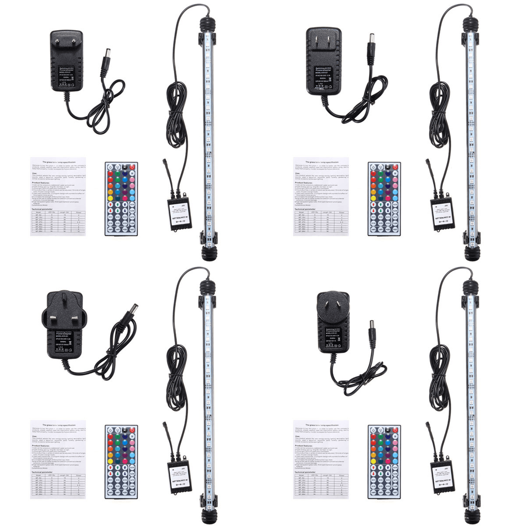 38CM 5.9W RGB LED Aquarium Fish Tank Light SMD5050 Color Changing Bar Submersible Lamp + Remote Control AC110-240V