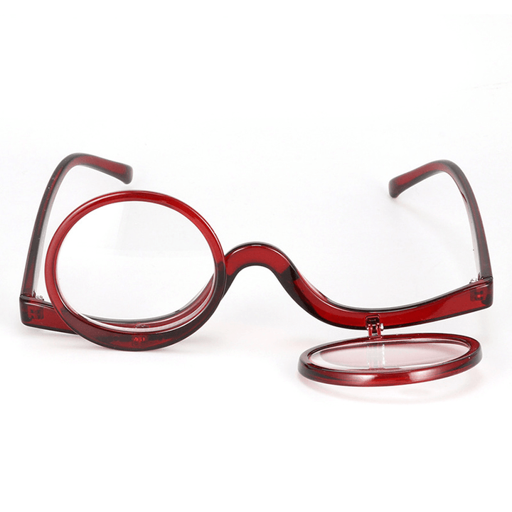 Unisex Flip-Up round Frame Reading Glasses Makeup Glasses